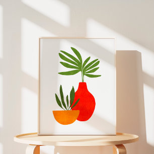 Minimalistischer Boho-Botanischer Topfpflanzen-Kun Poster
