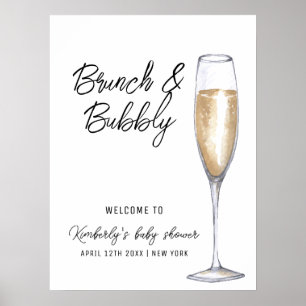 Minimalistischer Boho-Champagner-Brunch-Baby-Showe Poster
