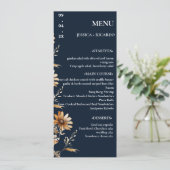 Minimalistischer Boho Chic Wildblume Hochzeitstisc Menükarte (Stehend Vorderseite)