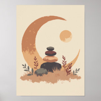 Minimalistischer Boho Crescent Moon Wall Art Poster