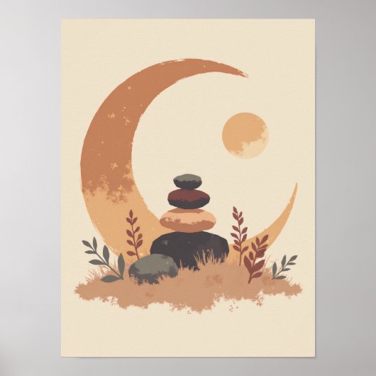 Minimalistischer Boho Crescent Moon Wall Art Poster (Vorne)