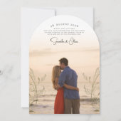 Minimalistischer Boho-Foto-Save-the-Date Einladung (Rückseite)
