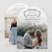 Minimalistischer Boho-Foto-Save-the-Date Einladung (Vorne/Hinten)