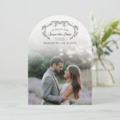 Minimalistischer Boho-Foto-Save-the-Date Einladung (Stehend Vorderseite)