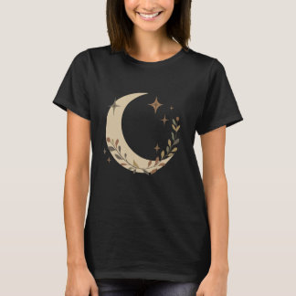 Minimalistischer Boho-Halbmond und botanische Ster T-Shirt