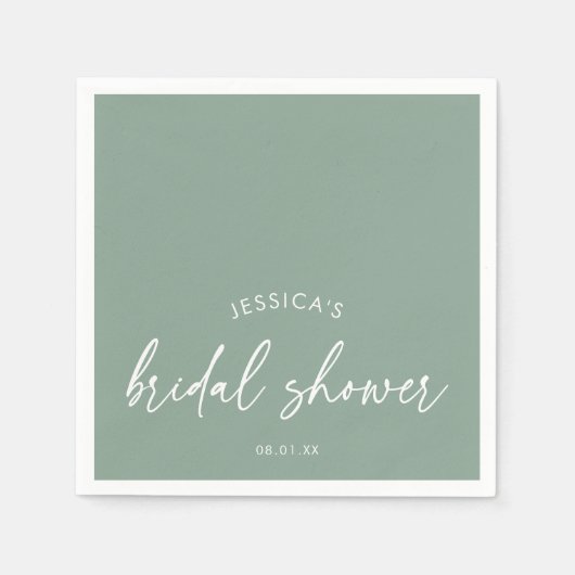 Minimalistischer Boho-Hochzeitsdusche in Salbeigrü Serviette (Vorderseite)