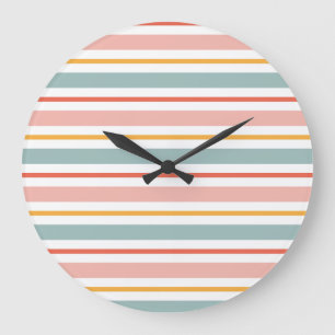 Minimalistischer Boho-Horizontalstreifen in sanfte Große Wanduhr