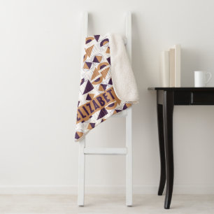 Minimalistischer Boho-Lila- und Gold-Abstrakter Ei Sherpadecke