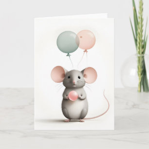 Minimalistischer Boho-Maus mit Luftballons Leere G Karte