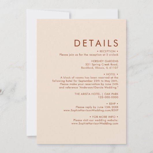 Minimalistischer Boho Pampas-Grass auf einer Hochz Einladung (Rückseite)