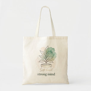 Minimalistischer Boho-Pflanze Wasserfarbe Grafik - Tragetasche