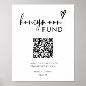 Minimalistischer Boho Qr Code Honeymoon Fund Poster (Vorne)