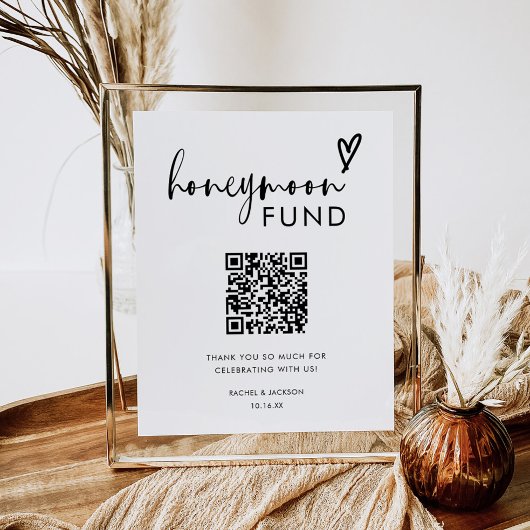 Minimalistischer Boho Qr Code Honeymoon Fund Poster