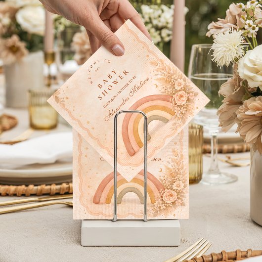 Minimalistischer Boho-Regenbogen-Baby-Empfang Serviette