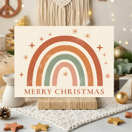 Minimalistischer Boho-Regenbogen-Weihnachten Feiertagskarte