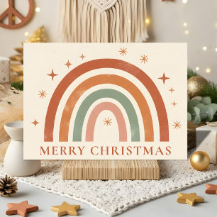 Minimalistischer Boho-Regenbogen-Weihnachten Feiertagskarte