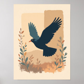 Minimalistischer Boho Soaring Bird Abstrakte Mauer Poster