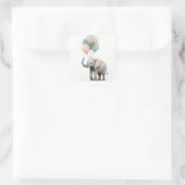 Minimalistischer Boho Style Elephant mit Balloons Quadratischer Aufkleber (Tasche)