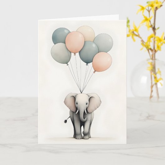 Minimalistischer Boho Style Elephant mit Blank der Karte (Gelbe Blume)