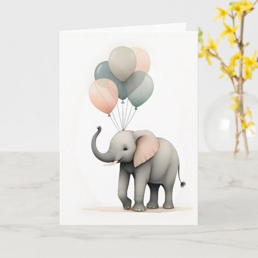 Minimalistischer Boho Style Elephant mit Blank der Karte (Gelbe Blume)