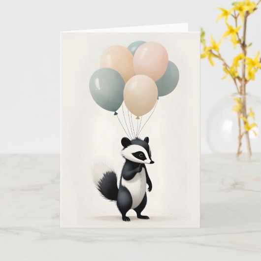 Minimalistischer Boho Style Skunk mit Blank auf Ba Karte (Gelbe Blume)