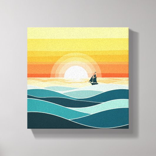 "Minimalistischer Boho Sunrise Ocean Mauer - Golde Leinwanddruck (Vorderseite)