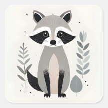 Minimalistischer Boho Sweet Raccoon im Wald