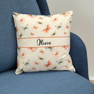 Minimalistischer Boho-Wasserfarben-Schmetterlinge Kissen