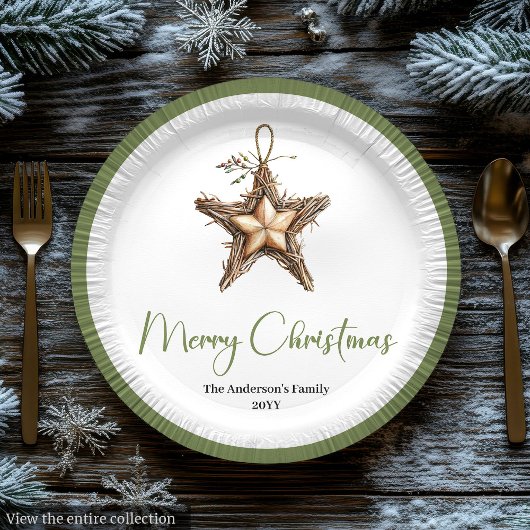 Minimalistischer Boho-Weihnachtsstrauß in Botanik Pappteller