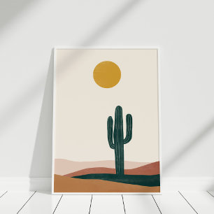 Minimalistischer Boho-Wüstenkaktus-Sonnen-Wandkuns Poster