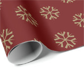 Minimalistischer Bordeaux Goldschneeflocken Weihna Geschenkpapier (Rolleneckpunkt)