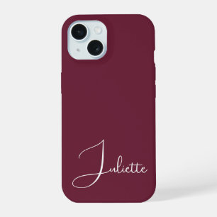 Minimalistischer Bordeaux-Wein personalisiert iPhone 15 Hülle