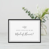 Minimalistischer Border Leaf Bridesmaid-Vorschlags Dankeskarte (Stehend Vorderseite)