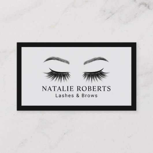 Minimalistischer Border Makeup Artist Lashes Brows Visitenkarte (Vorderseite)