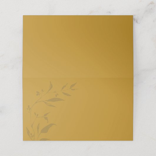 Minimalistischer botanischer Artwork Mustard Boho Platzkarte (Außenseite Aufgefaltet)
