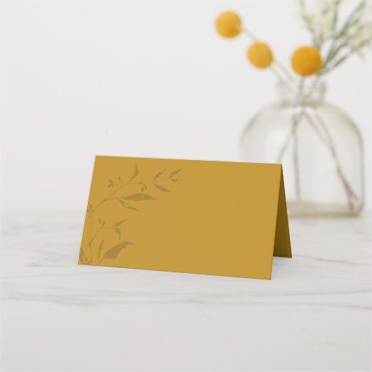Minimalistischer botanischer Artwork Mustard Boho Platzkarte (Vorderseite)