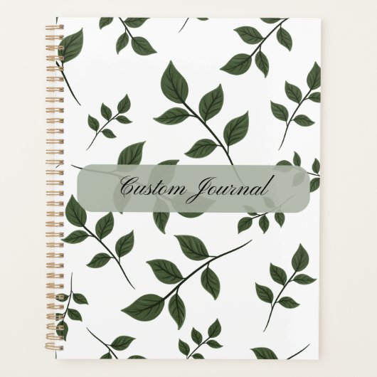 Minimalistischer Botanischer Blätter Personalisier Planer (Vorderseite)