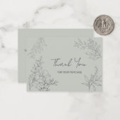 Minimalistischer botanischer Dank Mitteilungskarte (Vorderseite/Rückseite Beispiel)