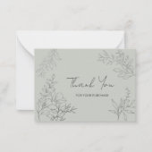 Minimalistischer botanischer Dank Mitteilungskarte (Vorderseite)