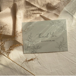 Minimalistischer botanischer Dank Mitteilungskarte