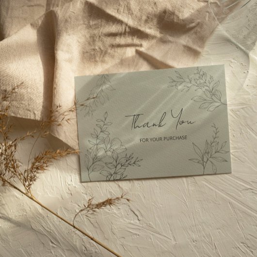 Minimalistischer botanischer Dank Mitteilungskarte