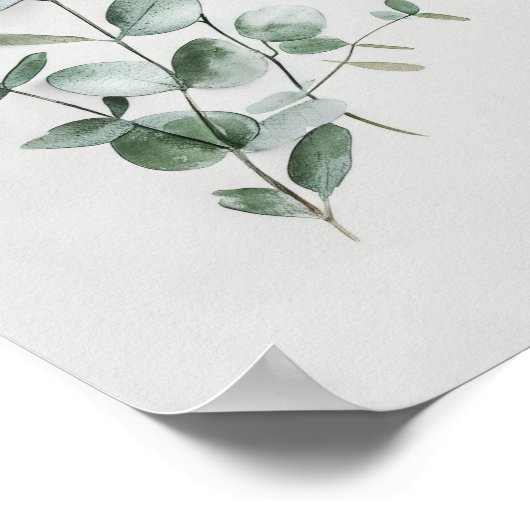Minimalistischer botanischer Eukalyptus in Wasserf Poster (Ecke)
