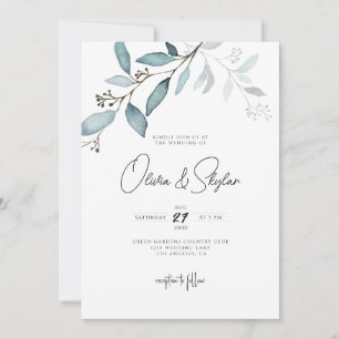 Minimalistischer botanischer Eukalyptus Simple Wed Einladung