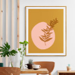 Minimalistischer Botanischer Fall Art Mustard Gelb Poster<br><div class="desc">Dieses stilvolle Wandkunstposter zeigt eine minimalistische botanische Darstellung in einem schönen Herbstschatten Senfgelb auf einem abstrakten Hintergrund in Rosa.</div>