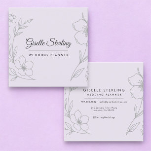 Minimalistischer Botanischer Flieder Lila Hochzeit Quadratische Visitenkarte