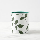 Minimalistischer botanischer grüner Blätter Zweito Tasse (Zentrum)