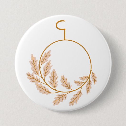 Minimalistischer botanischer Kranz modern neutral Button (Vorderseite)