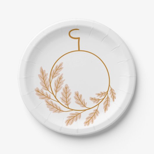 Minimalistischer botanischer Kranz modern neutral Pappteller (Vorderseite)