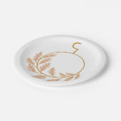 Minimalistischer botanischer Kranz modern neutral Pappteller (Schrägansicht)