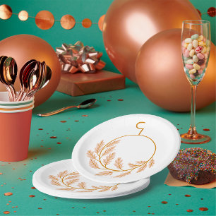Minimalistischer botanischer Kranz modern neutral Pappteller